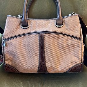 TUMI brown faux croc messenger crossbody laptop bag